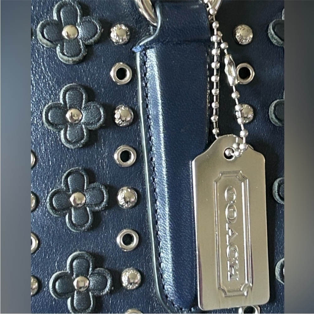 COACH Crosby Mini Flower Appliqués/Rivets/Grommets Calf Leather in Navy Blue - Picture 5 of 13